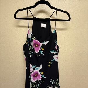 Express Barcelona Floral Black/ solid black reversible Tank Top